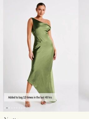 Meshki Lime Green One-Shoulder Satin Maxi Dress
